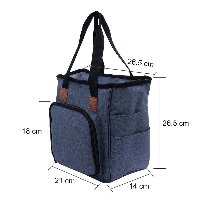 SumDirect Yarn Bag, Knitting Organizer Tote Bag Portable Storage Bag for Yarns, Carrying Projects, Knitting Needles, Crochet Hooks, Manuals and Other Accessories (Blue) - Image 2